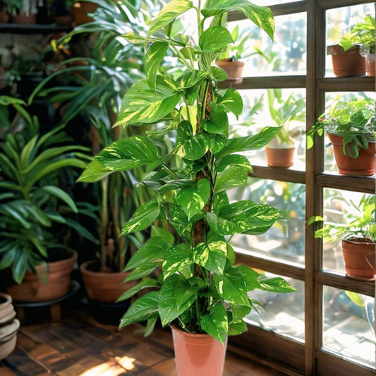 Variegated Money Plant with Moss Stick Online