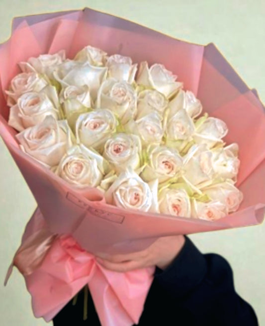 White and Pink Roses Bouquet