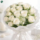 Luxury fresh white rose bouquet with premium floral wrapping Dubai