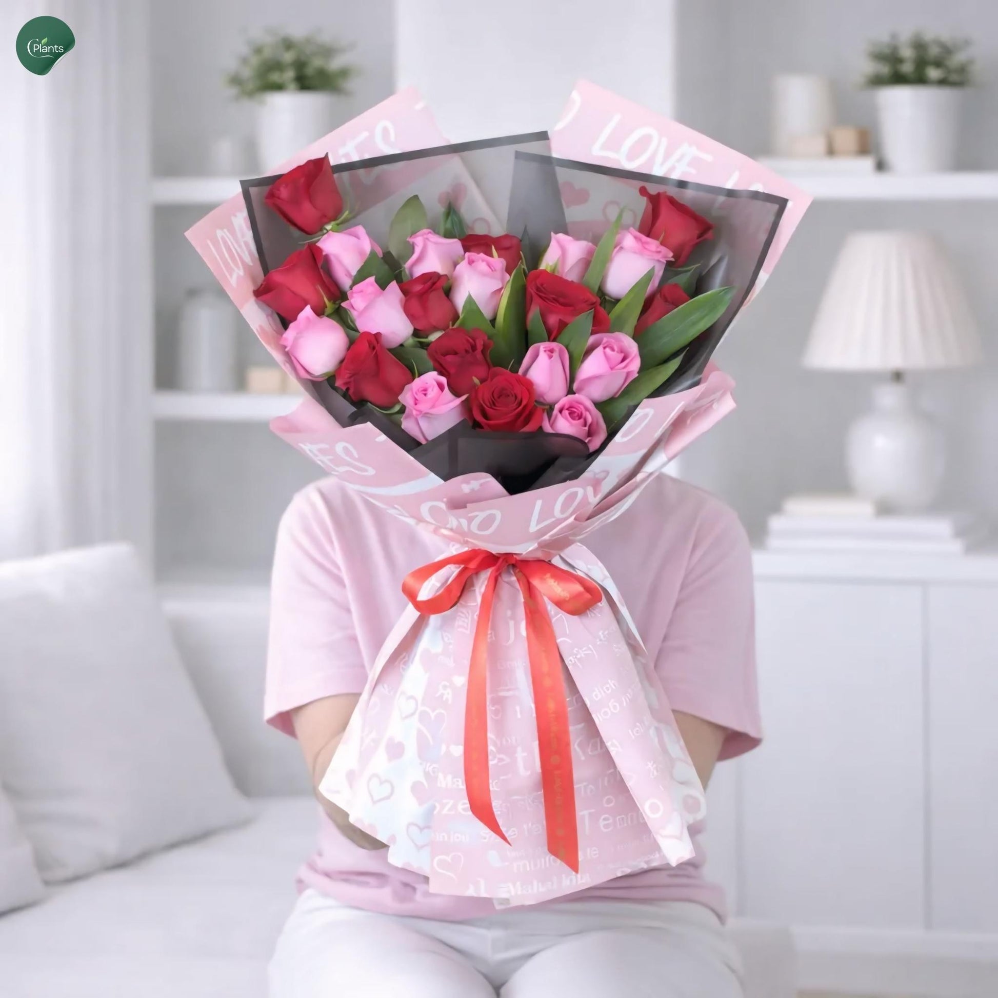 Luxury red and pink rose bouquet with premium wrapping in Dubai UAE