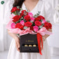 Luxury red and pink rose gift box with hidden chocolate drawer