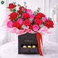 Mixed Red & Pink Rose Box Gift Set with Chocolate Drawer UAE