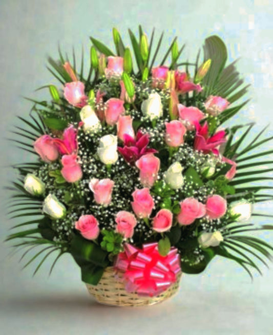 Pink Basket of Romantic Flowers in Dubai