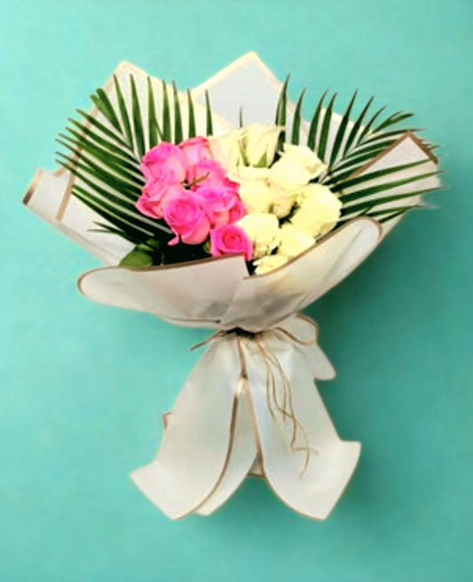 Pink and white flower bouquet in Dubai, UAE 