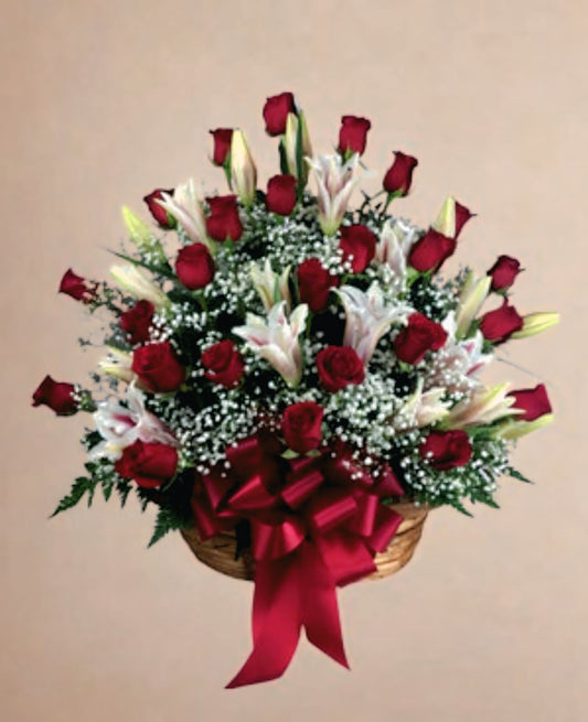 Red Basket Flower Arrangement Delivery in Dubai