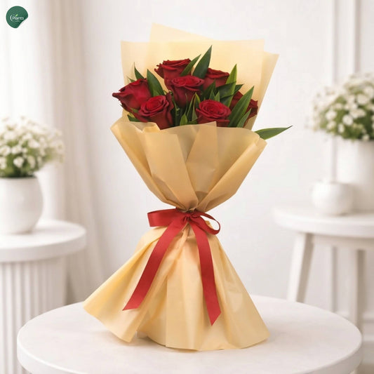 7 Premium Red Roses Bouquet - Luxury Fresh Flower Gift UAE